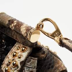 Pre Owned Dolce & Gabbana Multicolor Leather,Sequins and Python Large Miss Sicily Top Handle Bag