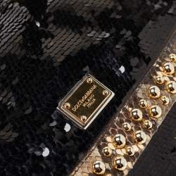 Pre Owned Dolce & Gabbana Multicolor Leather,Sequins and Python Large Miss Sicily Top Handle Bag