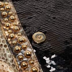 Pre Owned Dolce & Gabbana Multicolor Leather,Sequins and Python Large Miss Sicily Top Handle Bag