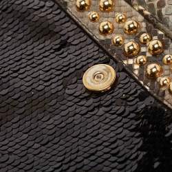 Pre Owned Dolce & Gabbana Multicolor Leather,Sequins and Python Large Miss Sicily Top Handle Bag