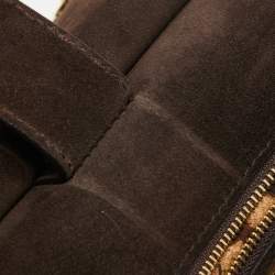 Pre Owned Dolce & Gabbana Brown/Grey Suede and Shearling Large Miss Sicily Top Handle Bag