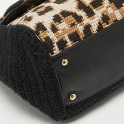 Pre Owned Dolce & Gabbana Multicolor Embroidered Crochet and Leather Large Miss Sicily Top Handle Bag