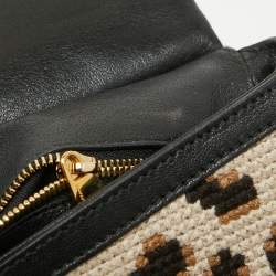 Pre Owned Dolce & Gabbana Multicolor Embroidered Crochet and Leather Large Miss Sicily Top Handle Bag