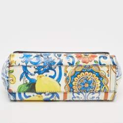 Pre Owned Dolce & Gabbana Multicolor Printed Leather Small Miss Sicily Top Handle Bag