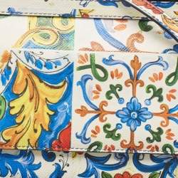 Pre Owned Dolce & Gabbana Multicolor Printed Leather Small Miss Sicily Top Handle Bag