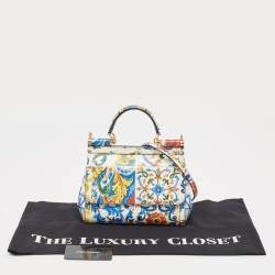 Pre Owned Dolce & Gabbana Multicolor Printed Leather Small Miss Sicily Top Handle Bag
