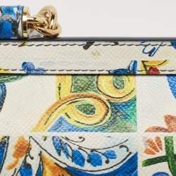 Pre Owned Dolce & Gabbana Multicolor Printed Leather Small Miss Sicily Top Handle Bag
