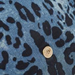 Pre Owned Dolce & Gabbana Blue/Black Leopard Print Denim Flap Shoulder Bag