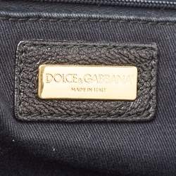 Pre Owned Dolce & Gabbana Blue/Black Leopard Print Denim Flap Shoulder Bag