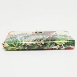 Pre Owned Dolce & Gabbana Multicolor Printed Patent Leather Zip Around Continental Wallet