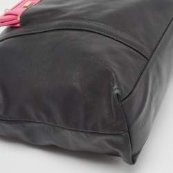 Pre Owned Dolce & Gabbana Black/Pink Leather Front Pouch Tote