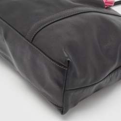 Pre Owned Dolce & Gabbana Black/Pink Leather Front Pouch Tote