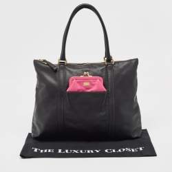 Pre Owned Dolce & Gabbana Black/Pink Leather Front Pouch Tote