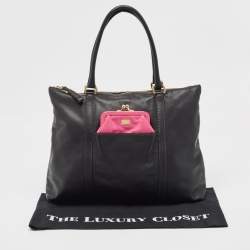 Dolce & Gabbana Black/Pink Leather Front Pouch Tote