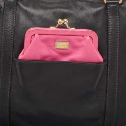 Dolce & Gabbana Black/Pink Leather Front Pouch Tote