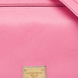 Pre Owned Dolce & Gabbana Pink Leather Medium Miss Sicily Top Handle Bag