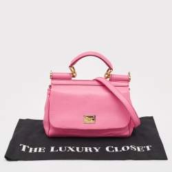 Pre Owned Dolce & Gabbana Pink Leather Medium Miss Sicily Top Handle Bag