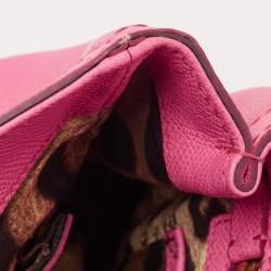 Pre Owned Dolce & Gabbana Pink Leather Medium Miss Sicily Top Handle Bag