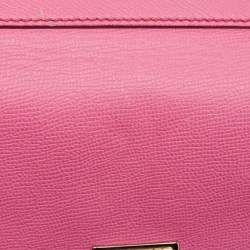 Pre Owned Dolce & Gabbana Pink Leather Medium Miss Sicily Top Handle Bag