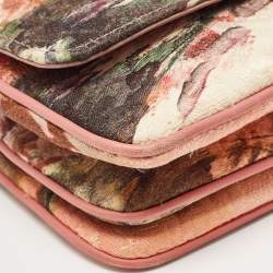 Pre Owned Dolce & Gabbana Multicolor Floral Print Fabric and Leather Tapestry Lock Top Handle Bag