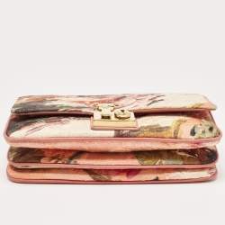 Pre Owned Dolce & Gabbana Multicolor Floral Print Fabric and Leather Tapestry Lock Top Handle Bag