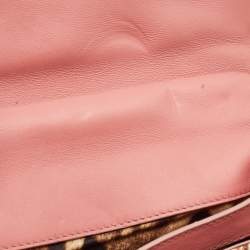 Pre Owned Dolce & Gabbana Multicolor Floral Print Fabric and Leather Tapestry Lock Top Handle Bag