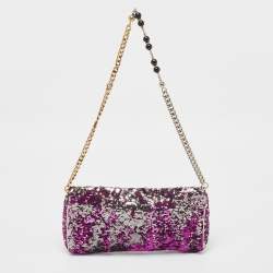 مملوكة مسبقًا Dolce & Gabbana Purple/Silver Sequins Miss Charles Clutch