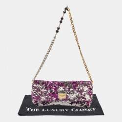 مملوكة مسبقًا Dolce & Gabbana Purple/Silver Sequins Miss Charles Clutch