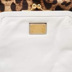 Pre Owned Dolce & Gabbana Brown/Black Leopard Print Fabric Front Pouch Tote