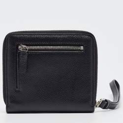 Pre Owned Dolce & Gabbana Black Leather Zip Around Wallet