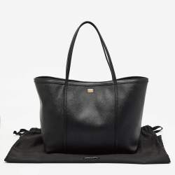 Pre Owned Dolce & Gabbana Black Leather Miss Escape Shopper Tote