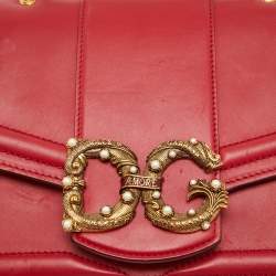 Dolce & Gabbana Red Leather DG Amore Top Handle Bag