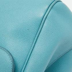 Pre Owned Dolce & Gabbana Light Blue Leather Large Miss Sicily Top Handle Bag