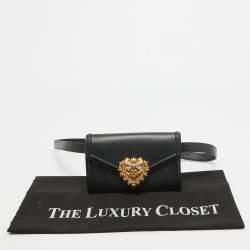 Pre Owned Dolce & Gabbana Black Leather Devotion Belt Bag