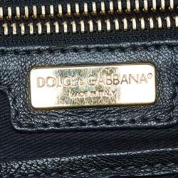 Pre Owned Dolce & Gabbana Pink/Black Leopard Print Canvas Medium Miss Sicily Top Handle Bag