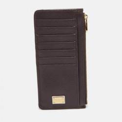 Dolce & Gabbana Burgundy Leather Long Zip Card Holder