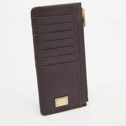 Dolce & Gabbana Burgundy Leather Long Zip Card Holder