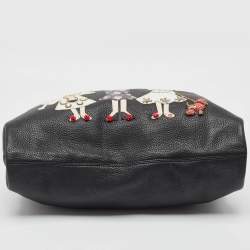 Pre Owned Dolce & Gabbana Black Croc Embossed and Leather Family Patch Tote