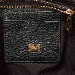 Pre Owned Dolce & Gabbana Black Croc Embossed and Leather Family Patch Tote