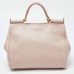 Pre Owned Dolce & Gabbana Pink Leather Large Miss Sicily Top Handle Bag