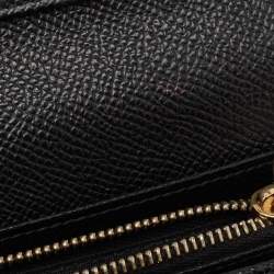 Pre Owned Dolce & Gabbana Black Leather Flap Continental Wallet