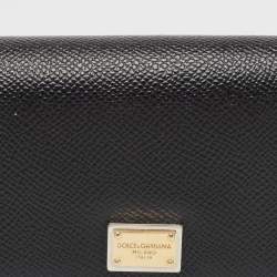 Pre Owned Dolce & Gabbana Black Leather Flap Continental Wallet