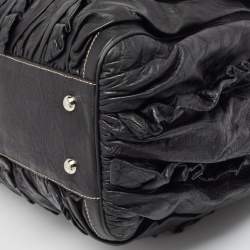 Pre Owned Dolce & Gabbana Black Leather Ruffle Miss Brooke Bag