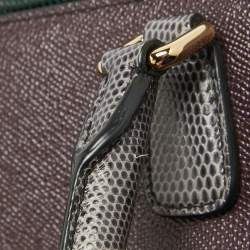 Pre Owned Dolce & Gabbana Tricolor Lizard Embossed Leather Zip Tote