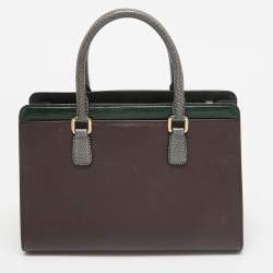 Pre Owned Dolce & Gabbana Tricolor Lizard Embossed Leather Zip Tote