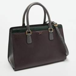 Pre Owned Dolce & Gabbana Tricolor Lizard Embossed Leather Zip Tote