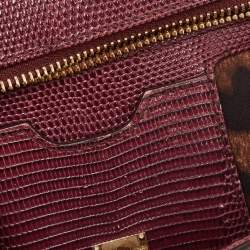 Dolce & Gabbana Burgundy Lizard Embossed Leather Medium Miss Sicily Top Handle Bag