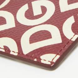 Pre Owned Dolce & Gabbana Burgundy DG Mania Leather Card Holder