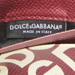 Pre Owned Dolce & Gabbana Burgundy DG Mania Leather Card Holder
