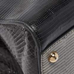 Pre Owned Dolce & Gabbana Tricolor Lizard Embossed Leather and Snakeskin Tote